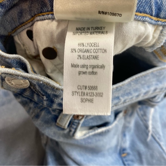 Agolde Sophie Distressed Raw Hem Organic Cotton Lyocell Blend Mid Rise? 24 - Picture 12 of 16